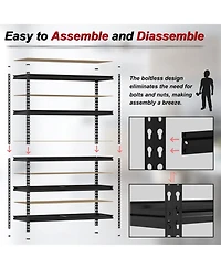 homfan Heavy Duty 5-Tier Garage Storage Rack – Adjustable Metal Utility Shelving Unit – 3850 lbs Total Load – for Basement, Kitchen, Pantry, Laundry