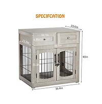 homfan 41.3L x 23.6W x 40.6H in Large Dog Cage Engineered Wood Iron Frame, Pet Kennel House with Locking Door for Indoor Living Room
