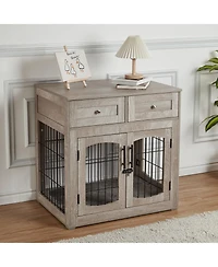 homfan 41.3L x 23.6W x 40.6H in Large Dog Cage Engineered Wood Iron Frame, Pet Kennel House with Locking Door for Indoor Living Room