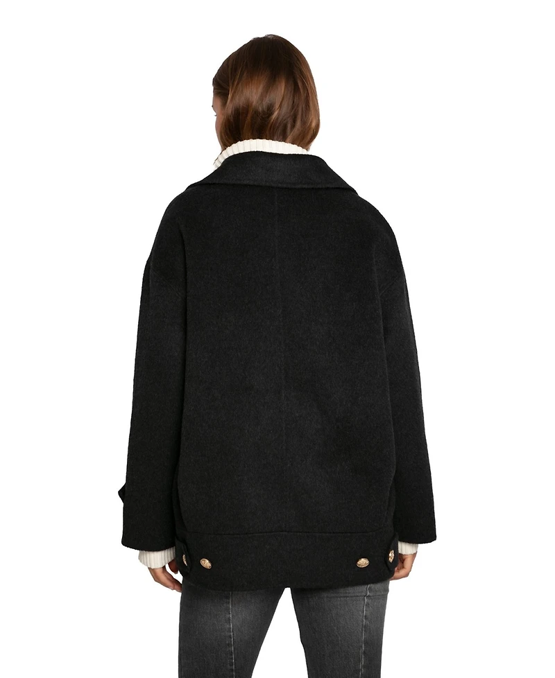 Belle & Bloom Women's Right and Forward Double Breasted Wool Blend Pea Coat