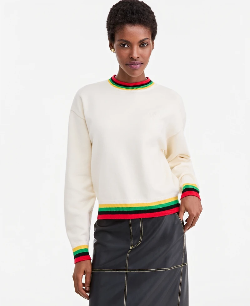 Theophilio X Macy's Women's Striped-Trim Crewneck Long-Sleeve Sweater, Exclusive