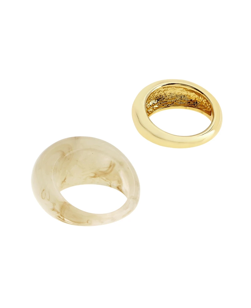 Steve Madden Cream Boho Chunky Resin Duo Ring Set