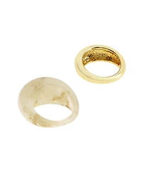 Steve Madden Cream Boho Chunky Resin Duo Ring Set