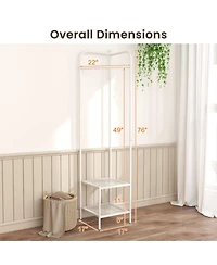 Gouun 76-Inch Corner Coat Rack with Top Hanger and 2 Shoe Shelves