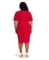Kasper Women's V-Neck City Wrap Knee Length Dress, Regular and Plus