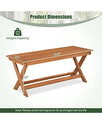 Gouun 2-Seat Wooden Garden Bench with X-Shaped Legs