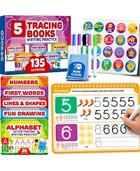 Quokka Tracing Books for Kids Ages 3-5 - Dry Erase Activity Books for Kids Ages 3-5 - Writing Practice Workbook with Markers