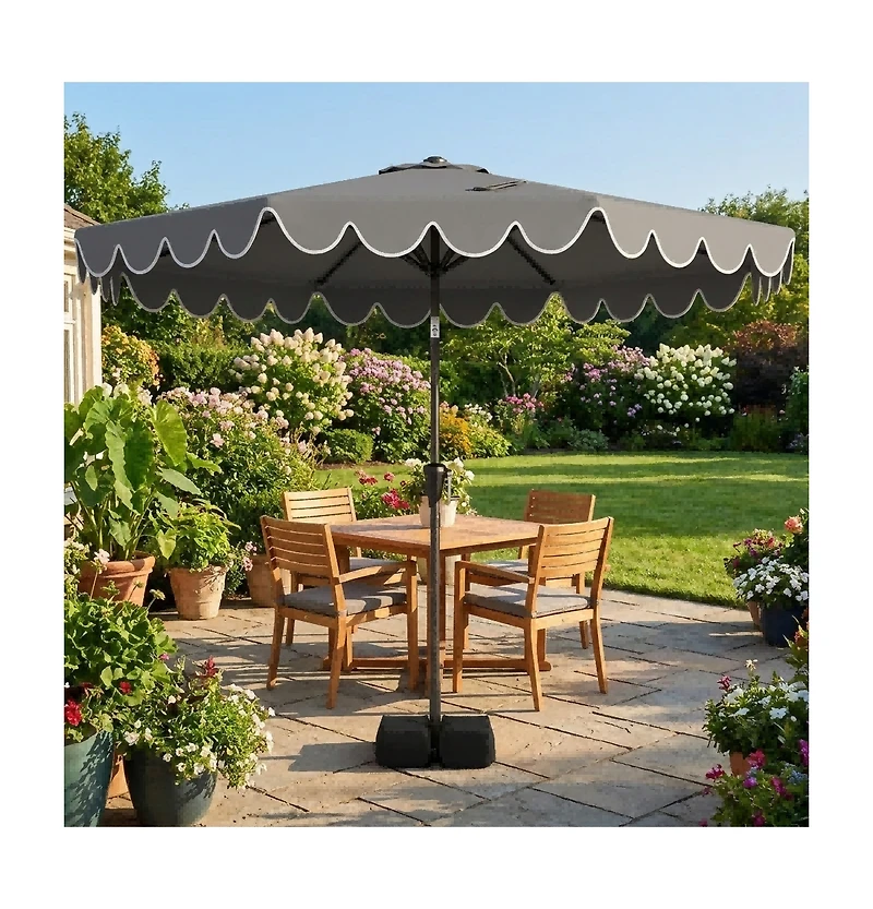 Gouun 10-Foot Patio Umbrella with Weighted Base and Sandbags