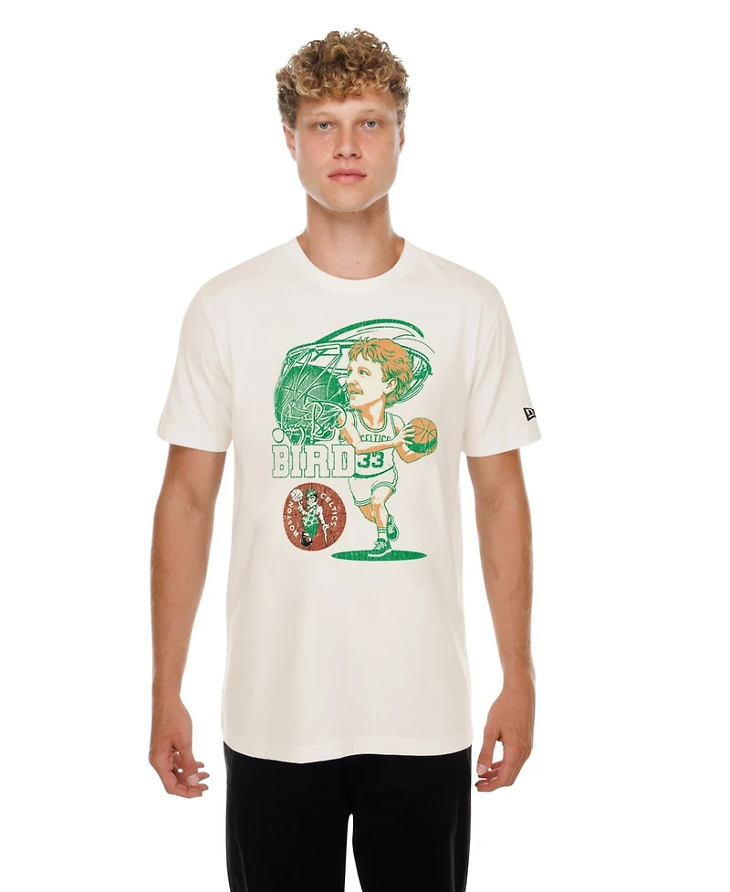 New Era Men's Larry Bird Cream Boston Celtics Player Graphic T-Shirt