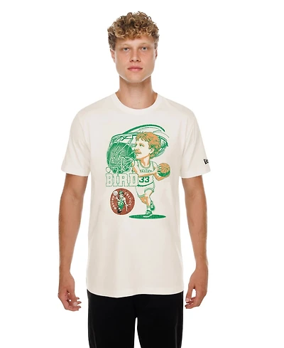 New Era Men's Larry Bird Cream Boston Celtics Player Graphic T-Shirt