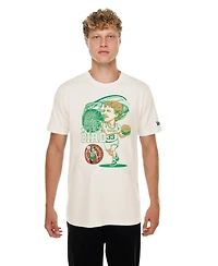 New Era Men's Larry Bird Cream Boston Celtics Player Graphic T-Shirt