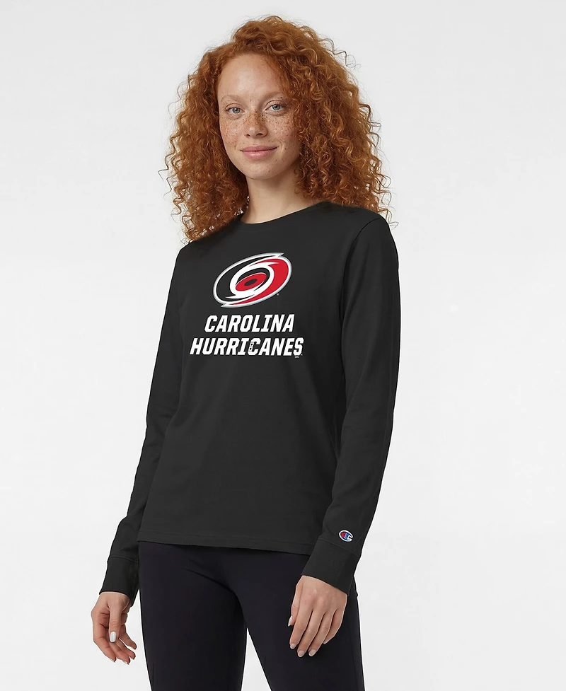Champion Women's Black Carolina Hurricanes Wordmark Lockup Long Sleeve T-Shirt