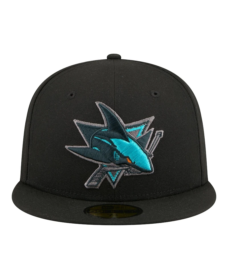 New Era Men's Black San Jose Sharks Color Pop 59FIFTY Fitted Hat