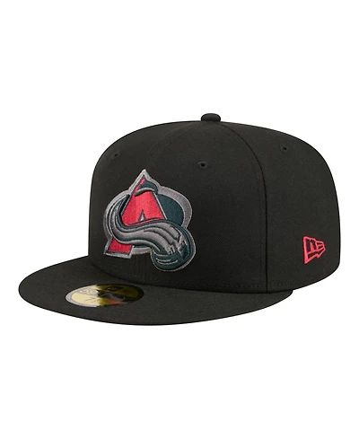 New Era Men's Black Colorado Avalanche Color Pop 59FIFTY Fitted Hat
