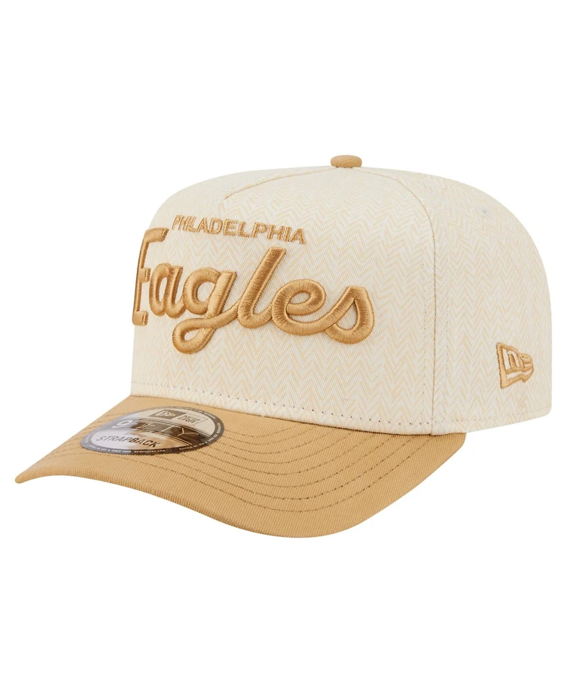 New Era Men's Cream Philadelphia Eagles Herringbone 9FIFTY A-Frame Snapback Hat