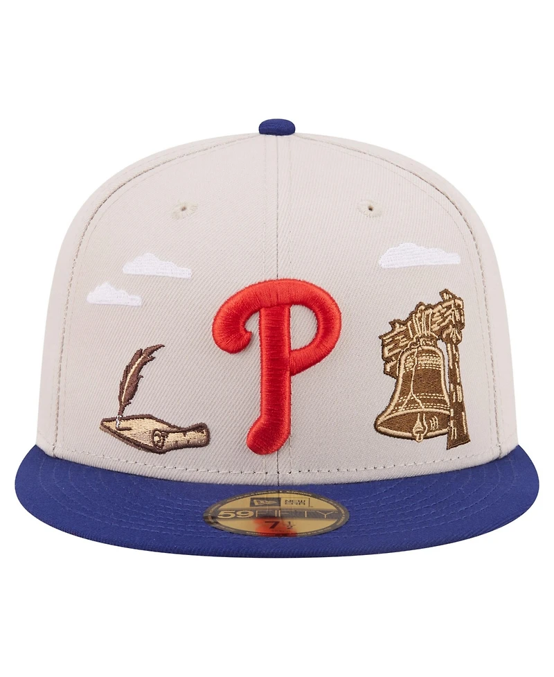 New Era Men's Khaki Philadelphia Phillies City Icon 59FIFTY Fitted Hat