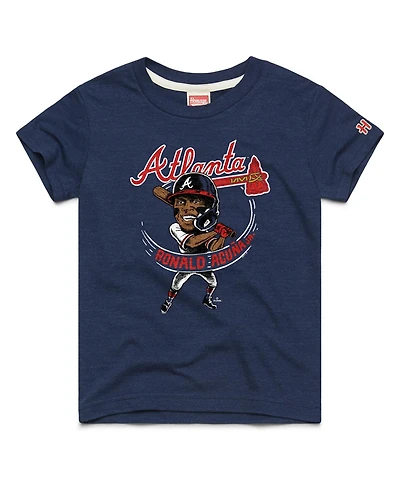 Homage Big Boys and Girls Ronald Acuna Jr. Navy Atlanta Braves Caricature Tri-Blend T-Shirt
