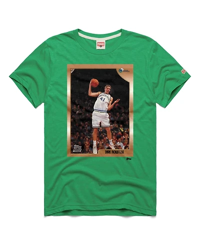 Homage Men's and Women's Dirk Nowitzki Green Dallas Mavericks Topps Trading Card Player Tri-Blend T-Shirt