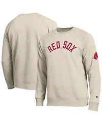 Champion Men's Oatmeal Boston Red Sox All-Star Soft Felt Raglan Sweatshirt