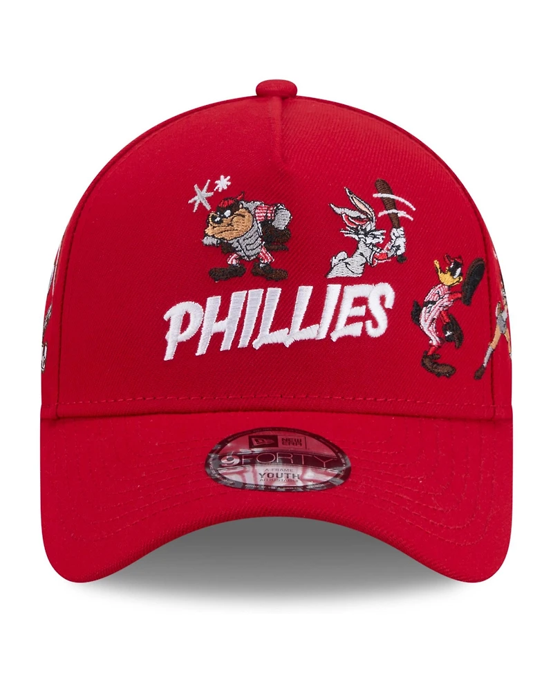 New Era Big Boys and Girls Red Philadelphia Phillies Looney Tunes A-Frame 9FORTY Adjustable Hat