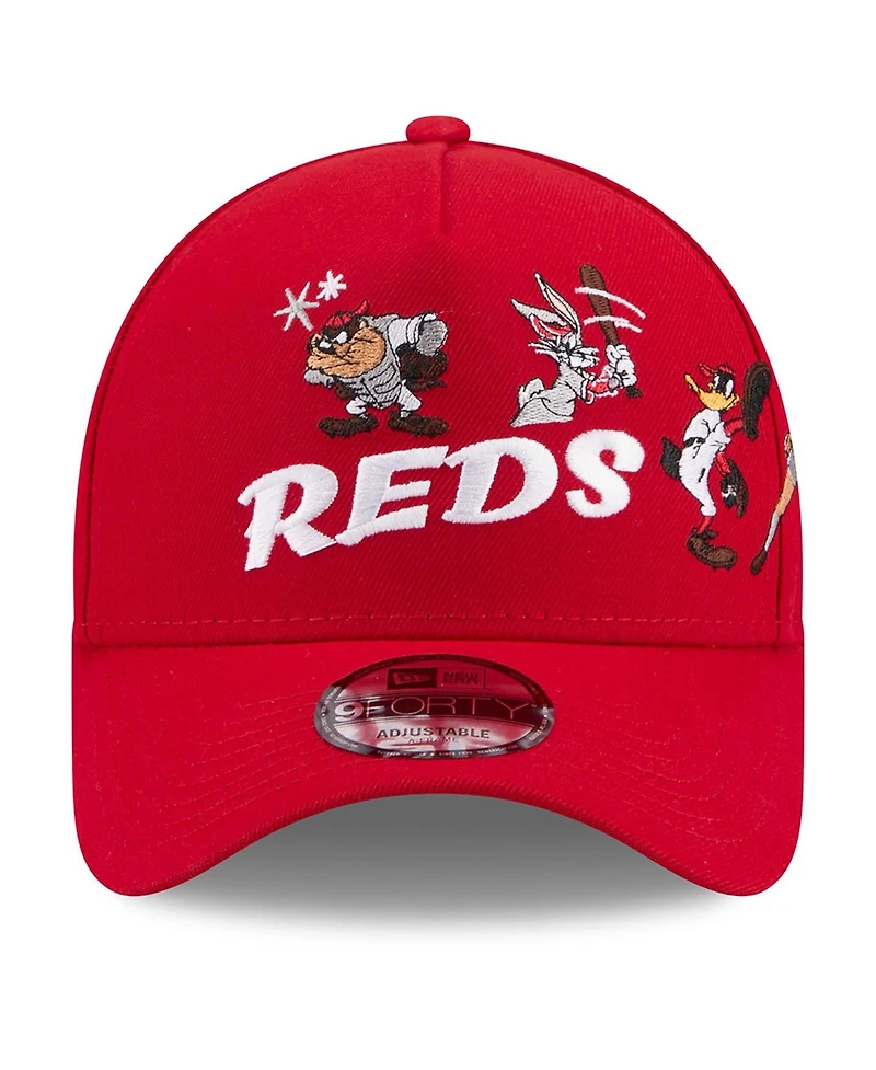 New Era Men's Red Cincinnati Reds Looney Tunes A-Frame 9FORTY Adjustable Hat