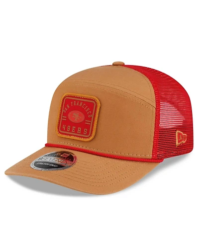 New Era Men's Brown/Scarlet San Francisco 49ers Team Patch Split Panel 9SEVENTY Adjustable Trucker Hat