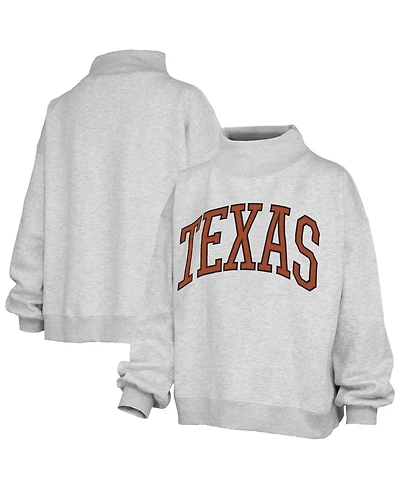 Pressbox Women's Heather Gray Texas Longhorns Oversized Nelson Mock Neck Sweatshirt