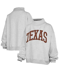 Pressbox Women's Heather Gray Texas Longhorns Oversized Nelson Mock Neck Sweatshirt