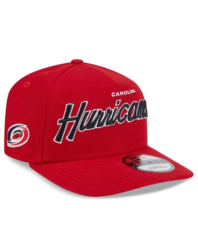 New Era Men's Red Carolina Hurricanes Script 9FIFTY A-Frame Snapback Hat