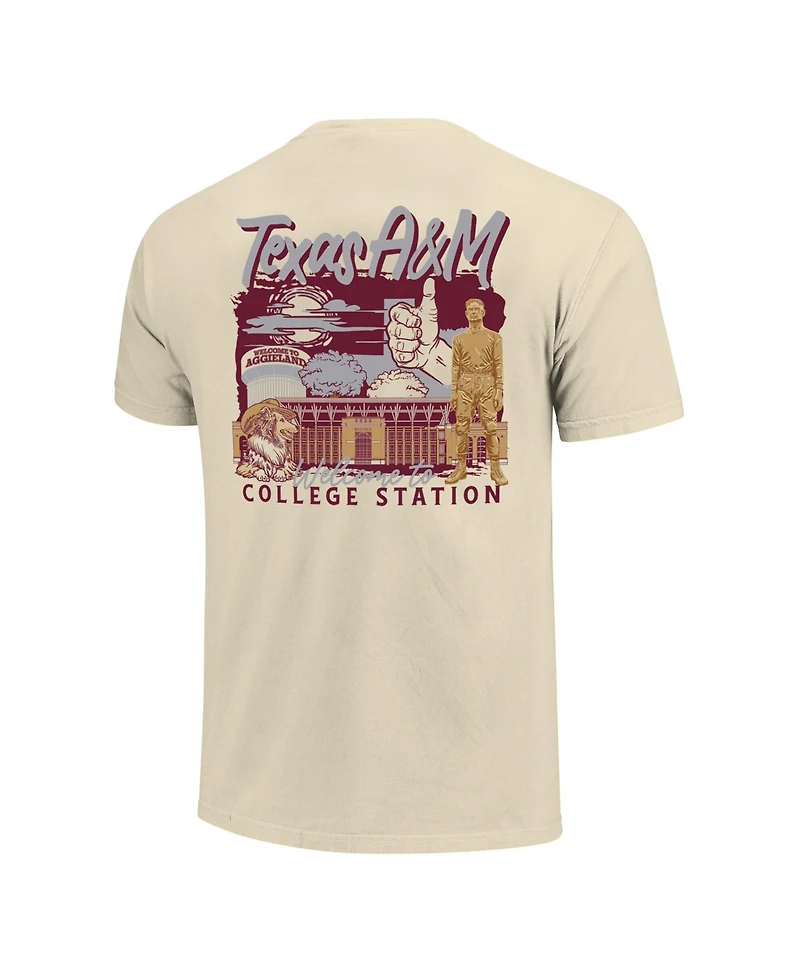 Image One Men's Natural Texas A&M Aggies Comfort Colors Hand-Drawn Campus Stack T-Shirt