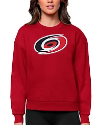 Antigua Women's Red Carolina Hurricanes Primary Logo Team Victory Crewneck Pullover Sweatshirt