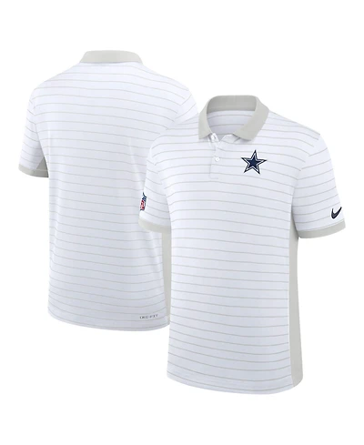Nike Men's White Dallas Cowboys Sideline Victory Stripe Dri-fit Polo Shirt
