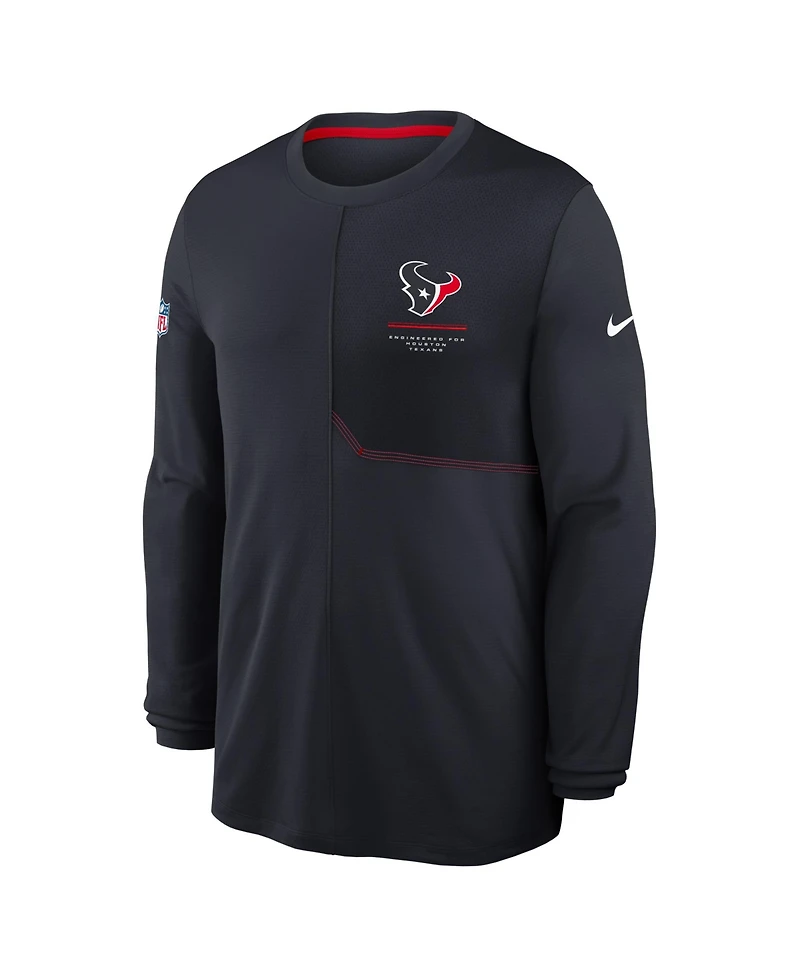 Nike Men's Navy Houston Texans Sideline Coaches Uv Dri-fit Long Sleeve Shirt