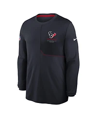 Nike Men's Navy Houston Texans Sideline Coaches Uv Dri-fit Long Sleeve Shirt