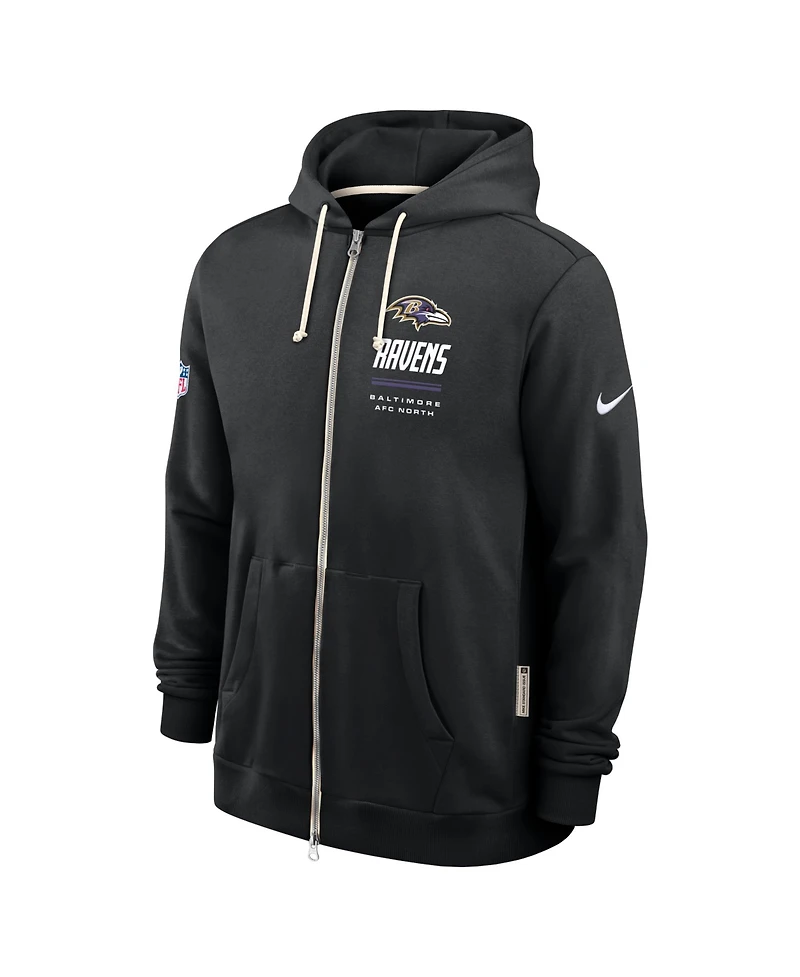 Nike Men's Black Baltimore Ravens Sideline Standard Issue Dri-fit Full-Zip Hoodie