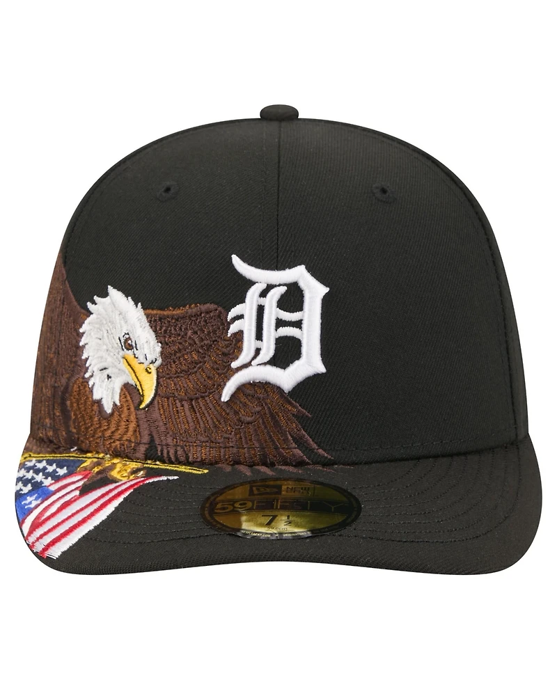 New Era Men's Black Detroit Tigers Americana Bald Eagle Pre-Curved 59FIFTY Fitted Hat