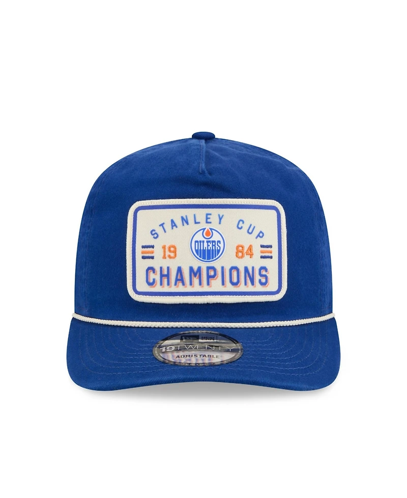 New Era Men's Royal Edmonton Oilers Throwback Stanley Cup Champions Side Patch 19TWENTY Adjustable Hat