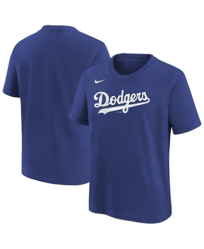 Nike Big Boys and Girls Royal Los Angeles Dodgers Wordmark T-Shirt