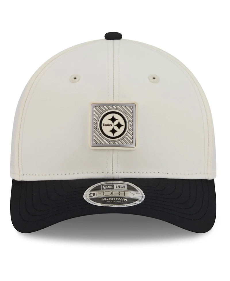 New Era Men's Cream/Black Pittsburgh Steelers 2026 Nfl Training Camp 9FORTY Adjustable Hat