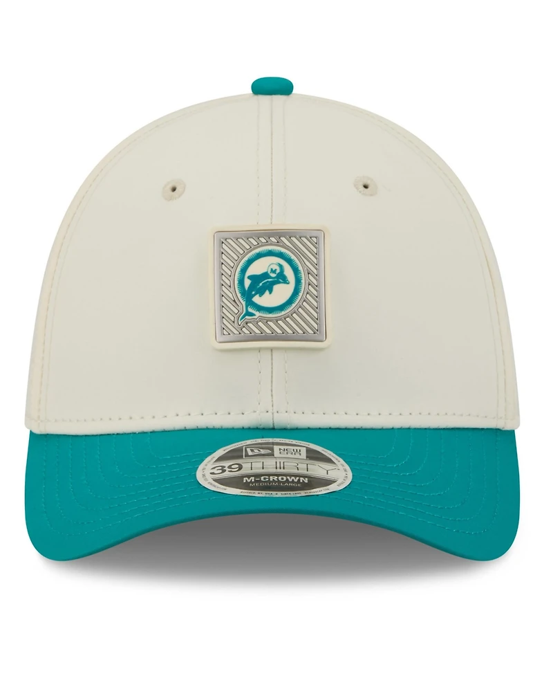 New Era Men's Cream/Aqua Miami Dolphins 2026 Nfl Training Camp 39THIRTY Flex Hat