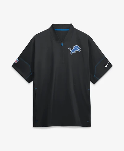 Nike Men's Black Detroit Lions Sideline Short Sleeve Quarter-Zip Coaches Jacket