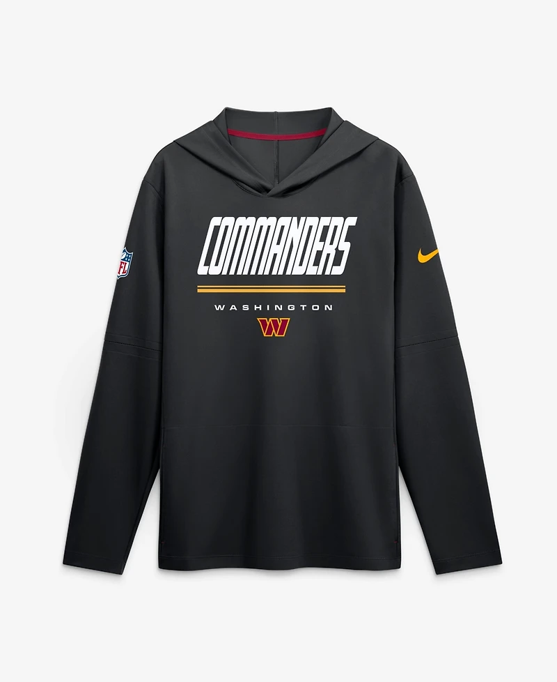 Nike Men's Black Washington Commanders Sideline Lightweight Long Sleeve Hooded Dri-fit T-Shirt