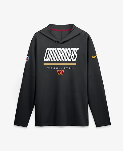 Nike Men's Black Washington Commanders Sideline Lightweight Long Sleeve Hooded Dri-fit T-Shirt
