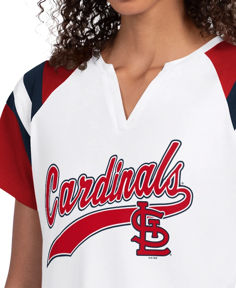 Starter Women's White St. Louis Cardinals Game On Notch Neck Raglan T-Shirt