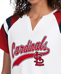 Starter Women's White St. Louis Cardinals Game On Notch Neck Raglan T-Shirt