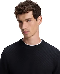 Boss by Hugo Men's Diagonal-Structured Cotton Regular-Fit Sweater
