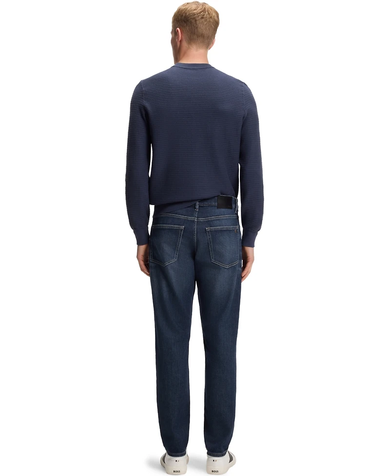 Boss by Hugo Men's Stretch Cotton Contrast Stitching Tapered-Fit Jeans