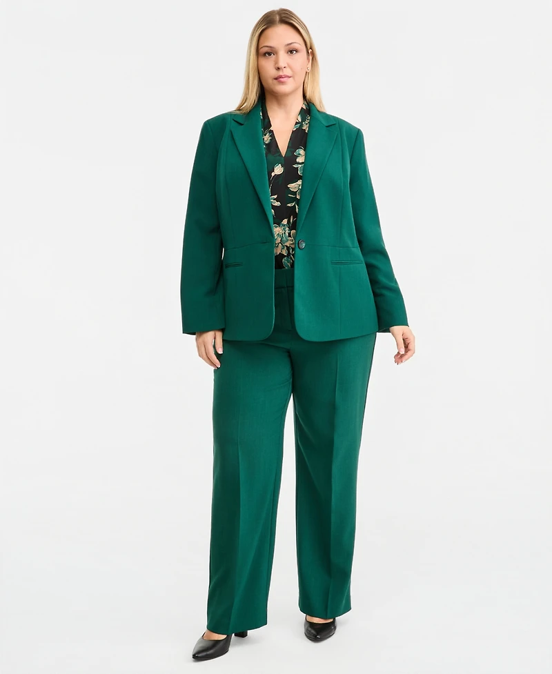 Kasper Plus Single-Button Notch Collar Tailored Blazer