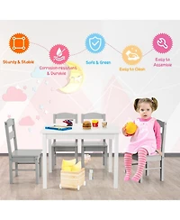 Gouun 5-Piece Kids Wood Table and Chair Set for Playroom