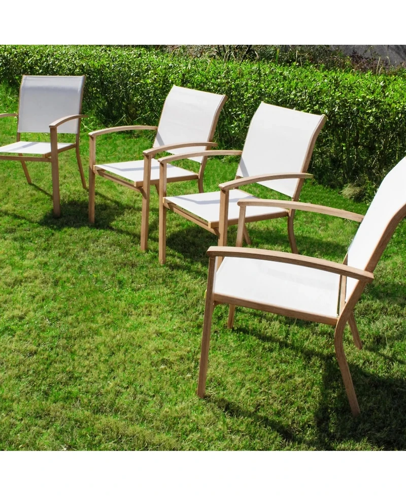 Yiortwo Set of 4 Patio Chairs, Stackable Outdoor Dining Chairs with Arms